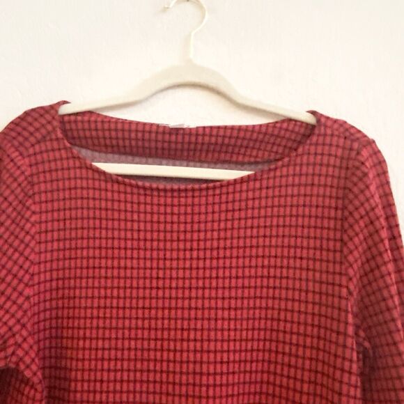 J.JILL Ponte Knit Red Black Check Long Sleeve Tunic Knit Top - Size M Holiday‎ - Picture 5 of 12
